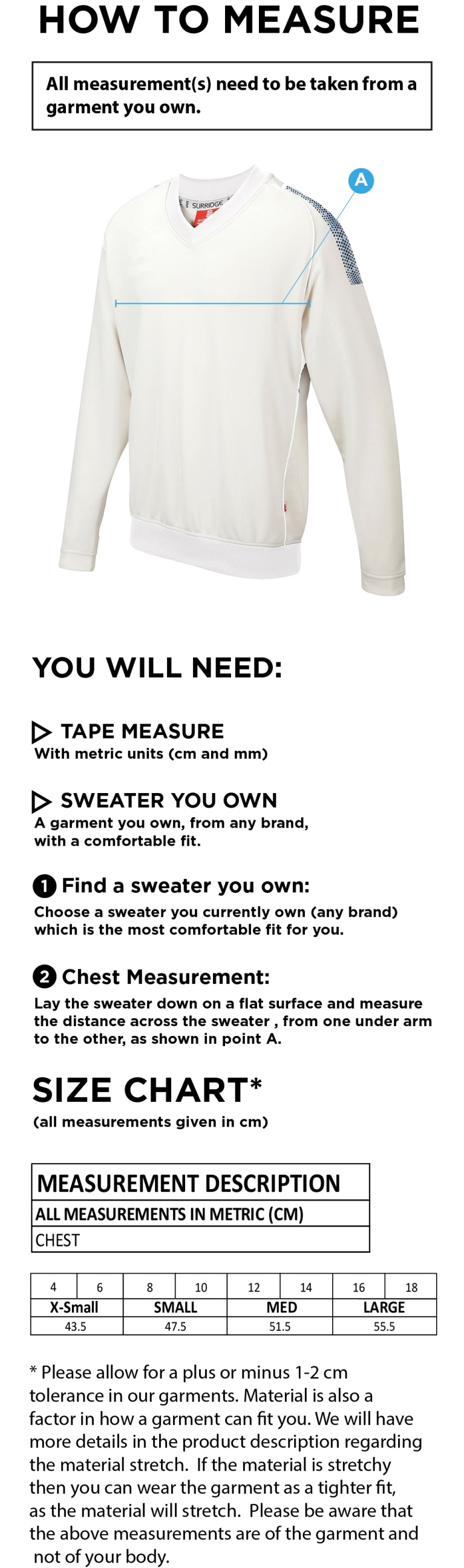 Cheadle Hulme CC - Blast Long Sleeve Sweater - Women's Fit - Size Guide