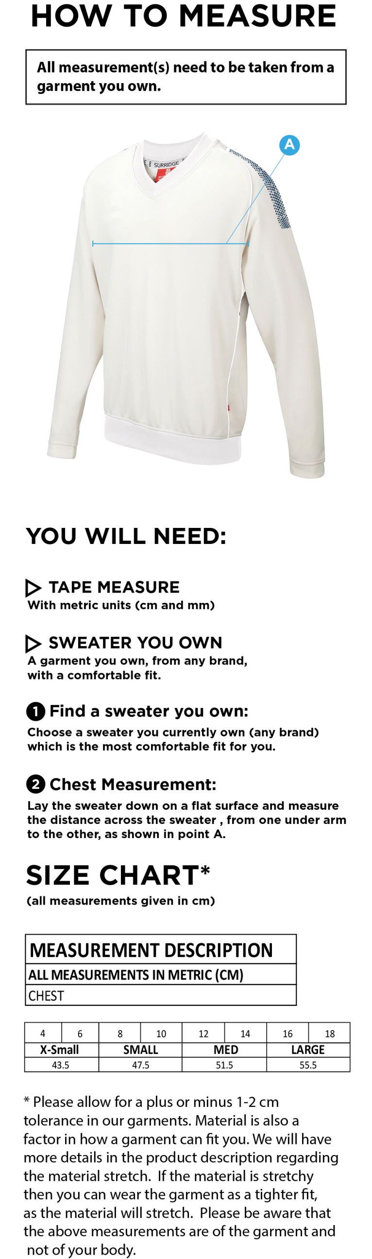 BLAST LONG SLEEVE SWEATER - Women's Fit - Size Guide