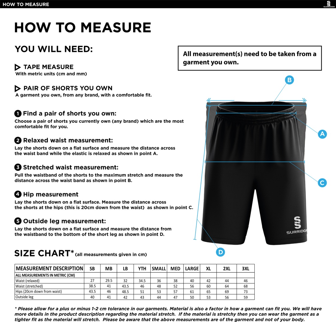 Cheadle Hulme CC - Blade Shorts - Unisex Fit - Size Guide